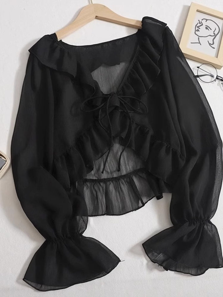 Damen Chiffon-Bluse mit Spitzenbesatz Echo Archiv