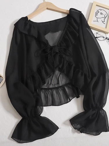 Damen Chiffon-Bluse mit Spitzenbesatz Echo Archiv