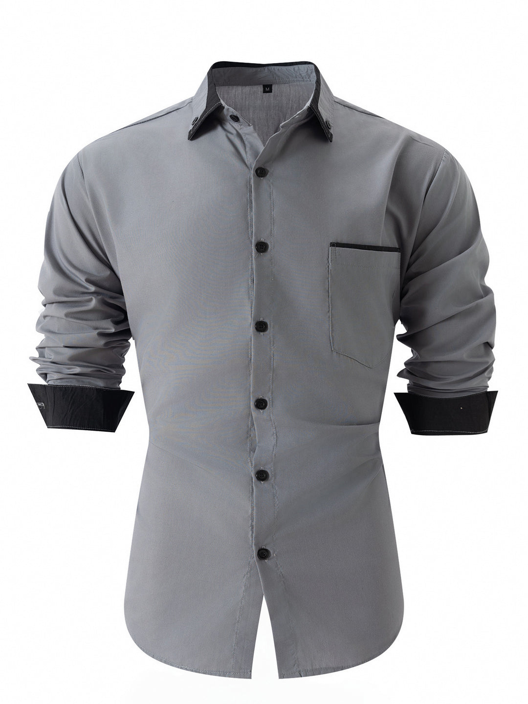 Herren elegantes Langarmhemd mit Kontrastdetails Echoarchiv