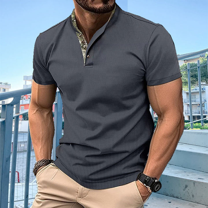 Herren Poloshirt mit modischem Kragen und strukturierter Oberfläche Echoarchiv