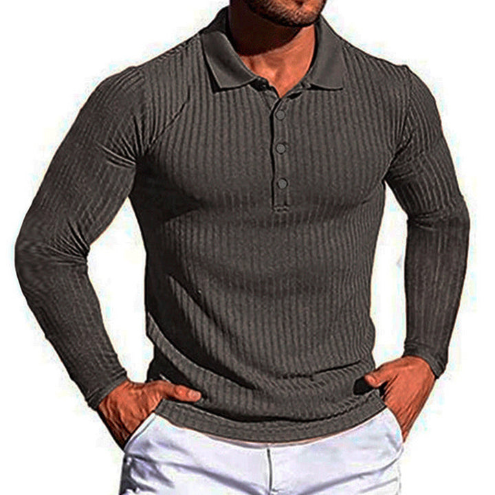 Herren elegantes langärmliges Poloshirt im strukturierten Design Echoarchiv