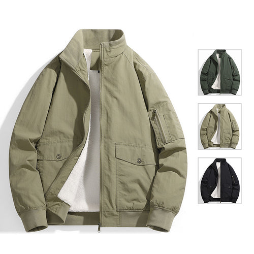 Herren Utility-Fliegerjacke mit Teddyfutter, Stehkragen und Ärmel-Tasche Echo Archiv