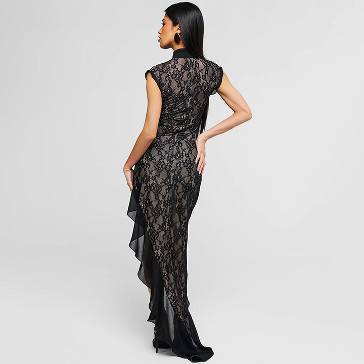 Damen Spitzenmaxikleid mit asymmetrischem Saum Echo Archiv