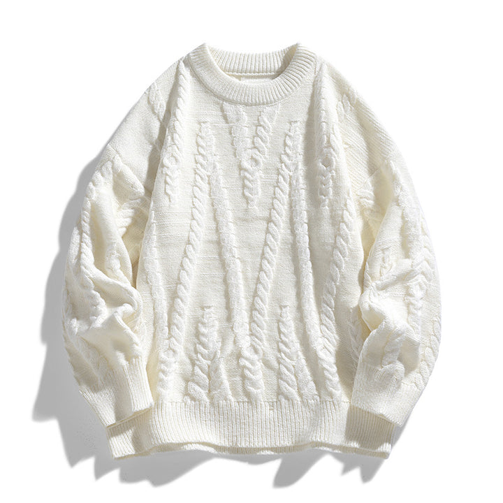 Damen Eleganter Strickpullover mit klassischen Zopfmuster Echoarchiv