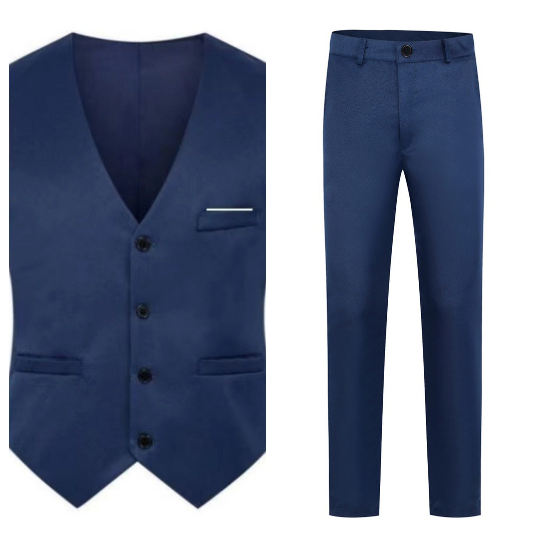 Herren nan elegante Satinweste mit V-Ausschnitt und schmal geschnittene Anzughose Echo Archiv
