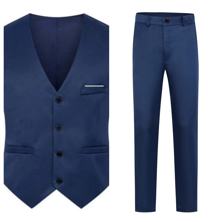 Herren nan elegante Satinweste mit V-Ausschnitt und schmal geschnittene Anzughose Echo Archiv