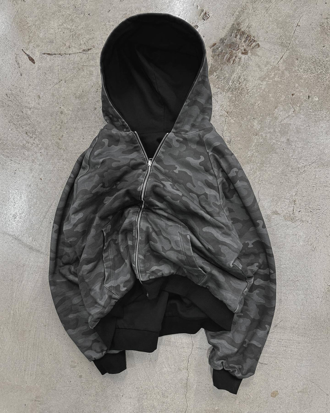 Unisex nan gefütterte Kapuzenjacke kurz geschnitten mit Kreuz-Reißverschluss Echo Archiv