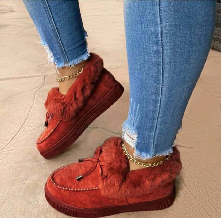 Damen Gefütterte Plateau‑Mokassin‑Sneaker mit Kunstfellkragen und dämpfender Plateausohle Echo Archiv