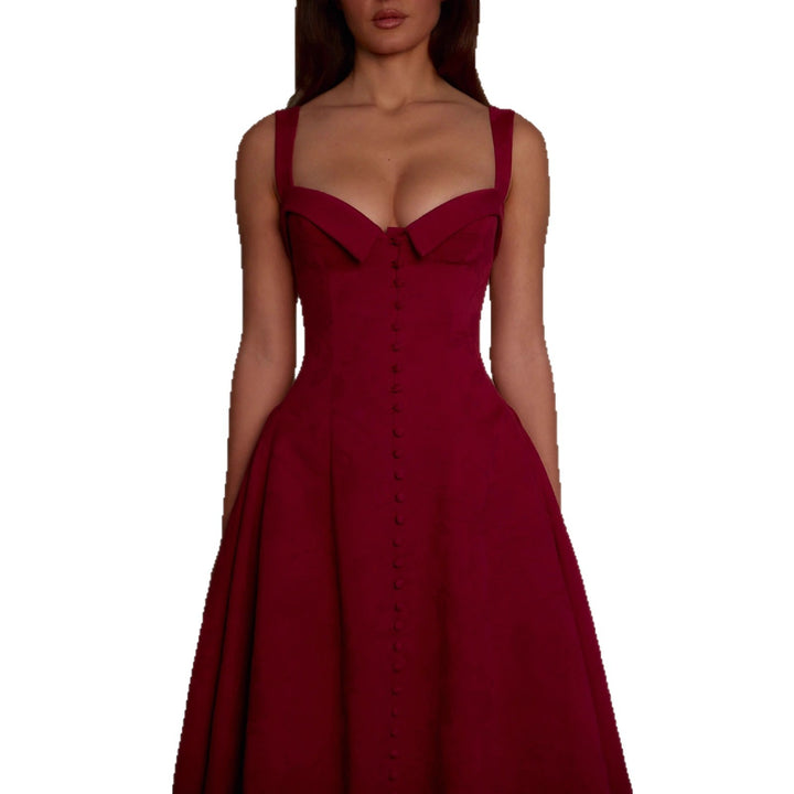 Damen A-linien Kleid mit schickem Bustier-Oberteil und Knopfleiste Echo Archiv