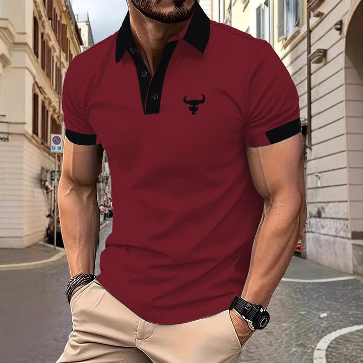 Herren Poloshirt mit kontrastierendem Kragen und gesticktem Motiv Echoarchiv