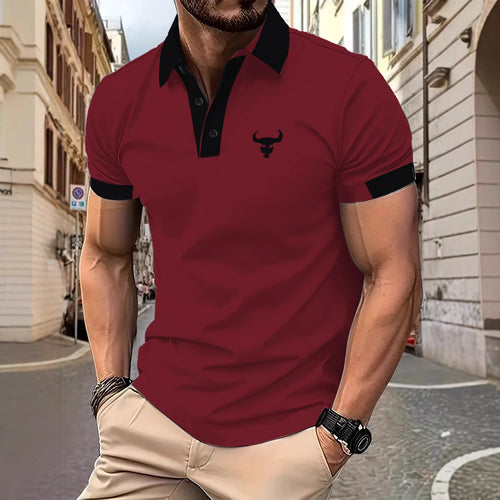 Herren Poloshirt mit kontrastierendem Kragen und gesticktem Motiv Echoarchiv
