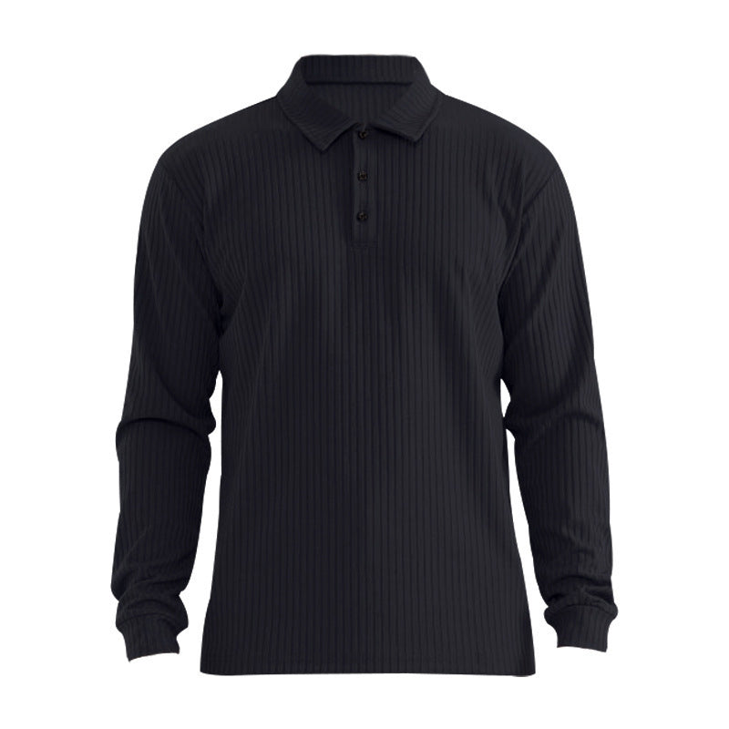 Herren Langarm Polohemd mit strukturiertem Rippdesign Echoarchiv