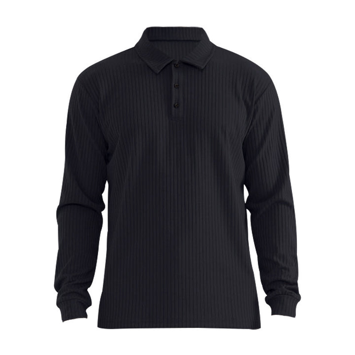 Herren Langarm Polohemd mit strukturiertem Rippdesign Echoarchiv