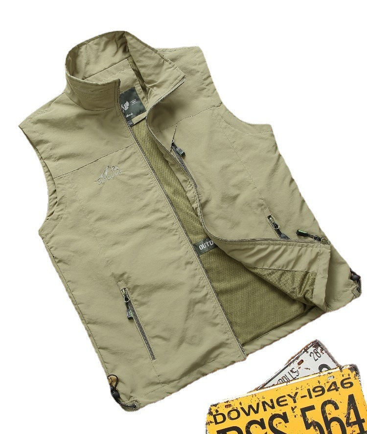 Herren Utility-Outdoorweste mit atmungsaktivem Meshfutter, Reißverschluss‑Taschen und verstellbarem Saum Echoarchiv