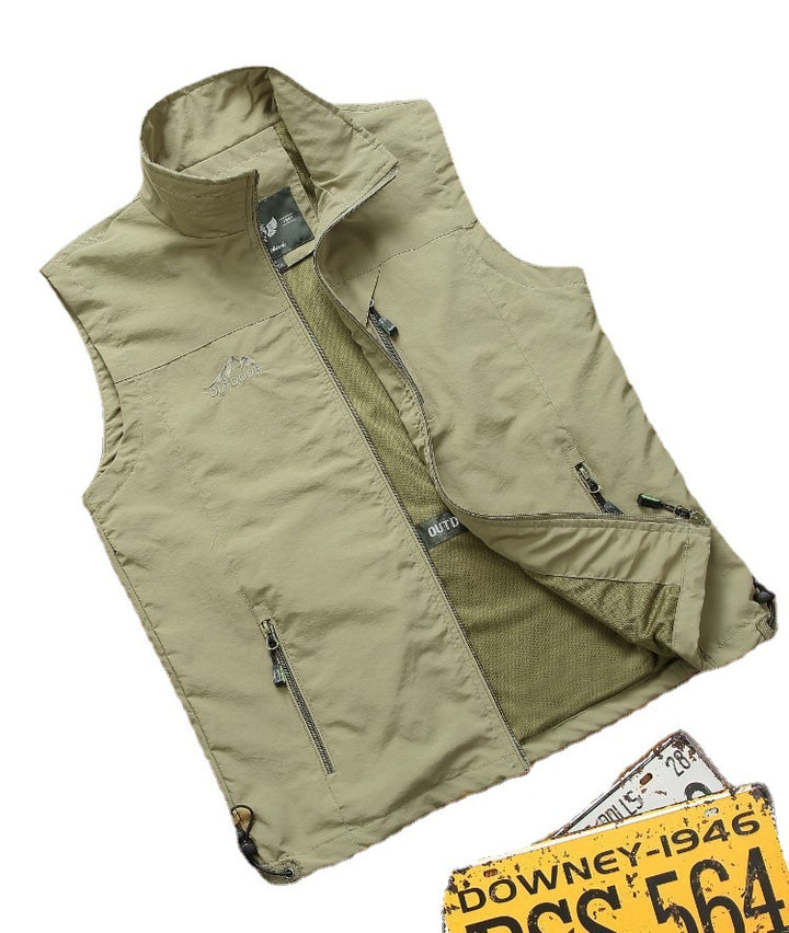 Herren Utility-Outdoorweste mit atmungsaktivem Meshfutter, Reißverschluss‑Taschen und verstellbarem Saum Echoarchiv