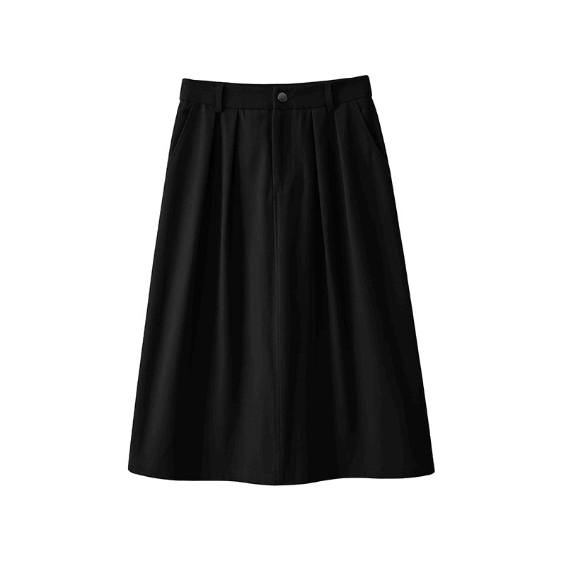 Damen Midirock mit hoher Taille, soften Falten und Eingrifftaschen Echo Archiv