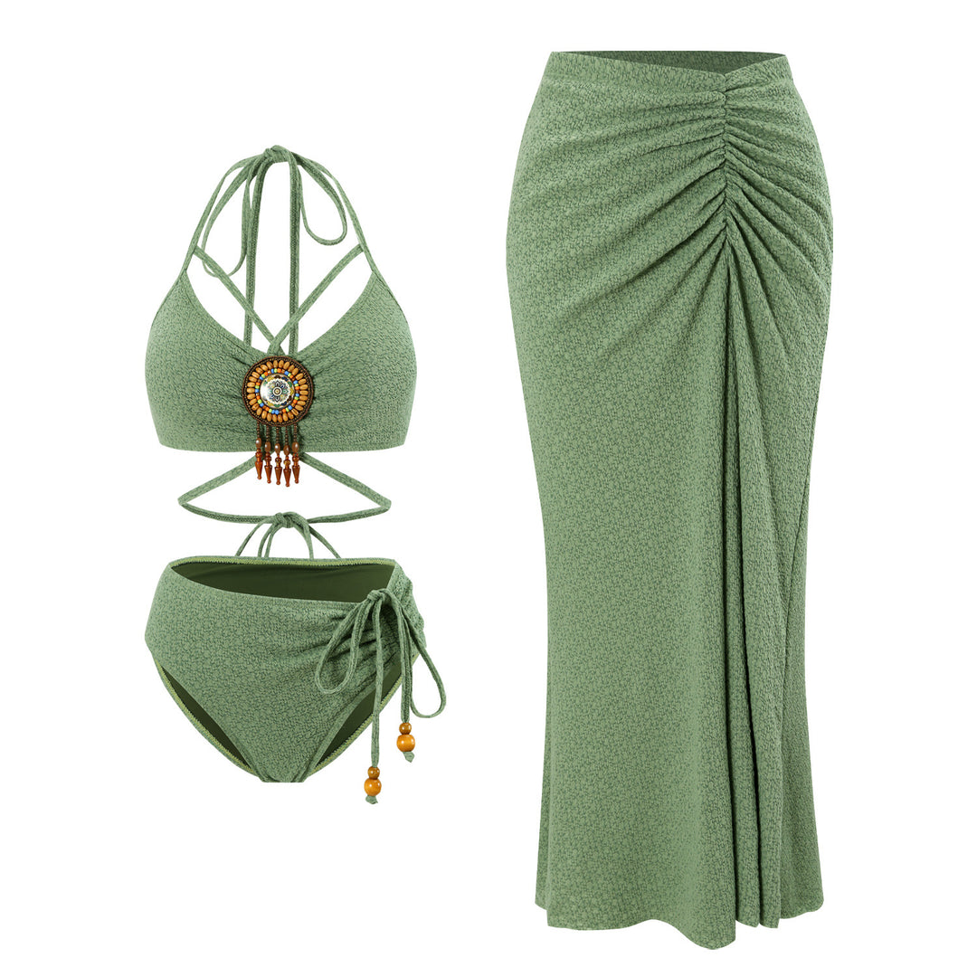 Damen trendy Schwimmanzug mit Raffungen und dekorativem Schmuck Echo Archiv