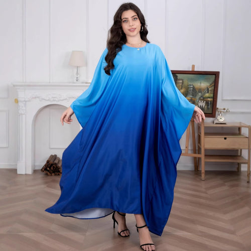 Damen Fließendes Kaftan-Maxikleid mit Oversize-Ärmeln und Rundhalsausschnitt – Valéora