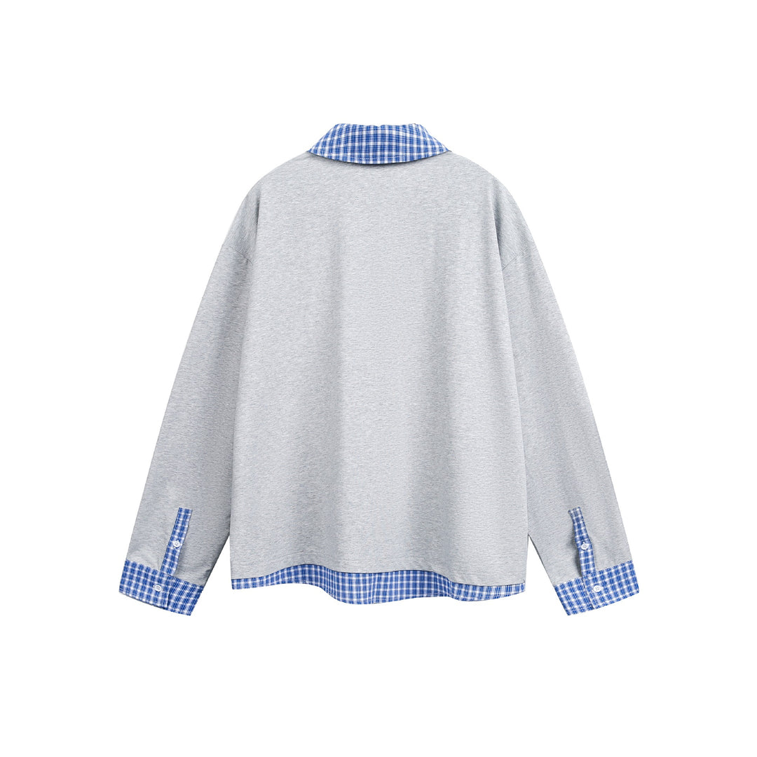 Unisex Weit geschnittener Sweatpullover mit Karokragen und Saumeinsatz Echoarchiv