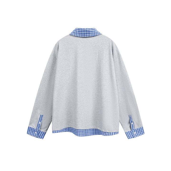 Unisex Weit geschnittener Sweatpullover mit Karokragen und Saumeinsatz Echoarchiv