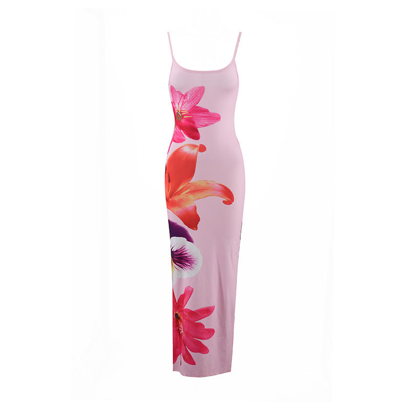 Damen Maxikleid mit traumhaftem Blumendruck und zarten Spaghettiträgern Echo Archiv
