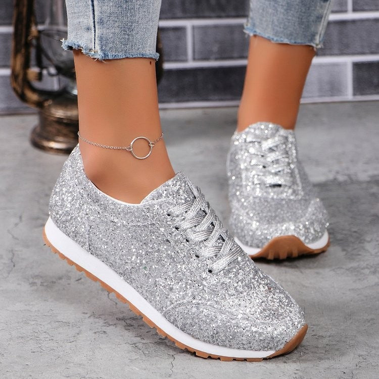 Damen  glitzernde Retro-Laufsneaker mit gepolstertem Memory-Fußbett und rutschfester Profilsohle Echo Archiv