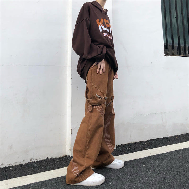 Herren modische Cargo-Hosen mit stylischen Zipper-Details und kontrastierenden Nähten Echoarchiv