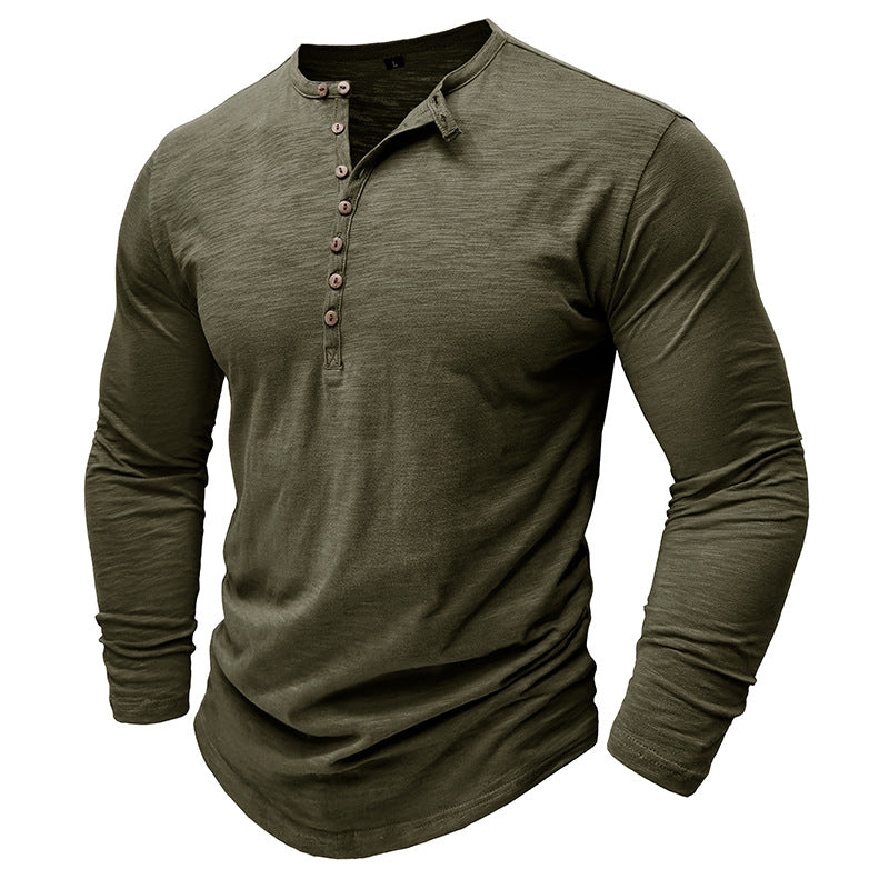 Herren Langarm-Henley-Shirt mit eleganter Knopfleiste und strukturiertem Stoff Echoarchiv