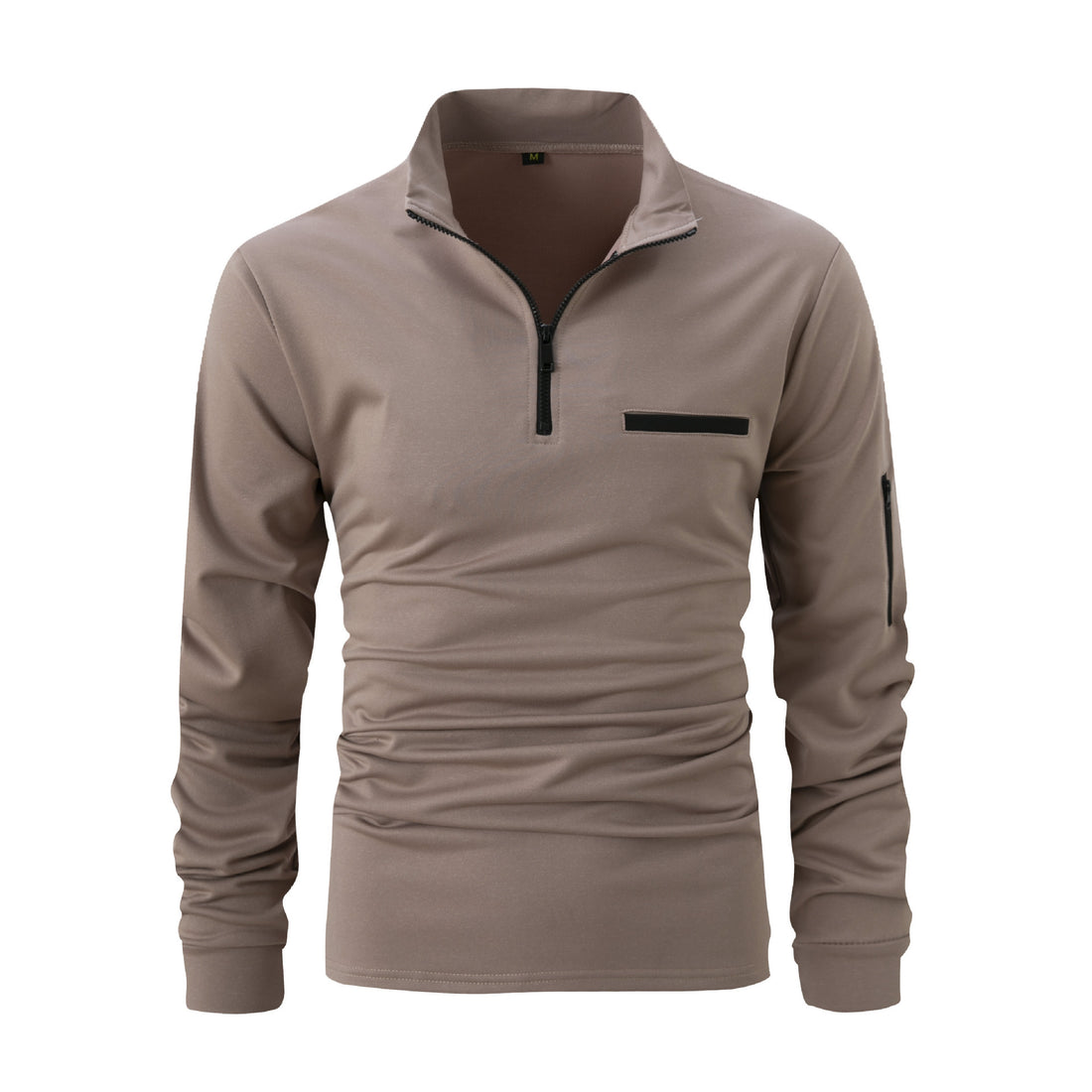 Herren Sportliches Langarmshirt mit Halbreißverschluss und Funktionstasche – Marzano