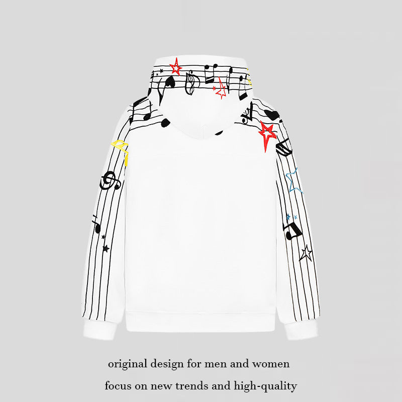 Damen Kapuzen-Sweatshirt mit musikalischem Noten- und Sternprint, relaxed Fit Echoarchiv