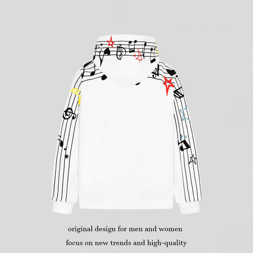 Damen Kapuzen-Sweatshirt mit musikalischem Noten- und Sternprint, relaxed Fit Echoarchiv