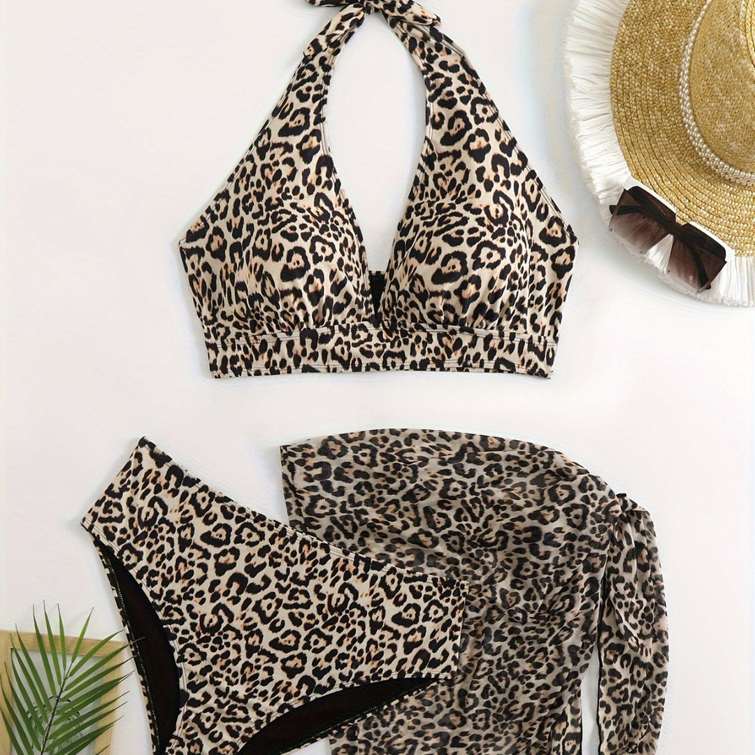 Damen Triangel-Bikini-Set mit edlem Wickeltuch und raffiniertem Animal-Print Echo Archiv