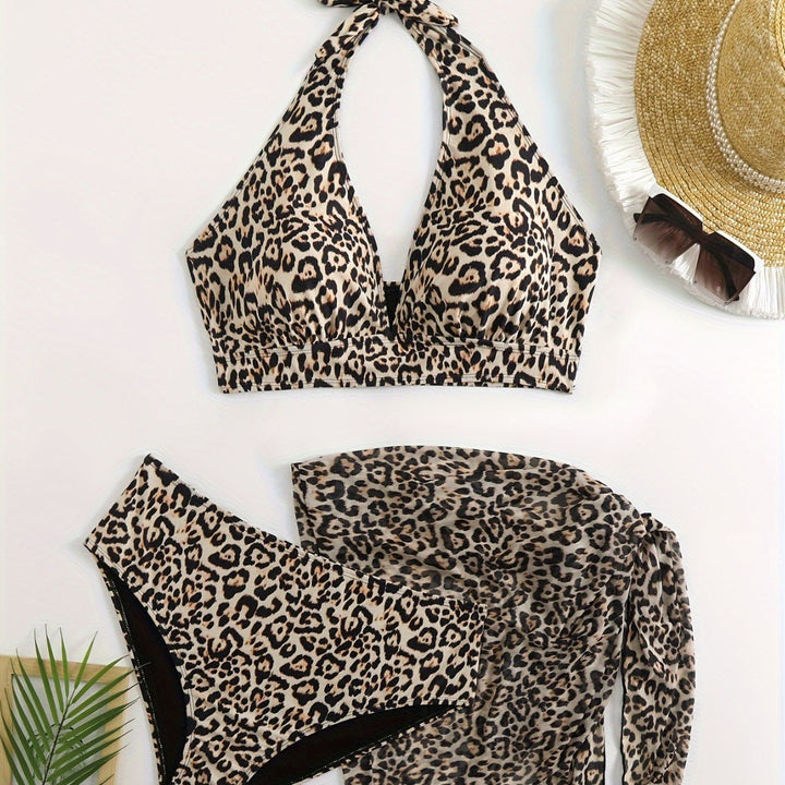 Damen Triangel-Bikini-Set mit edlem Wickeltuch und raffiniertem Animal-Print Echo Archiv
