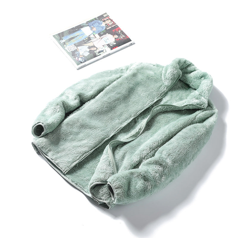 Damen Kuschelige Teddy-Fleecejacke mit Stehkragen und verdecktem Reißverschluss – Célinea