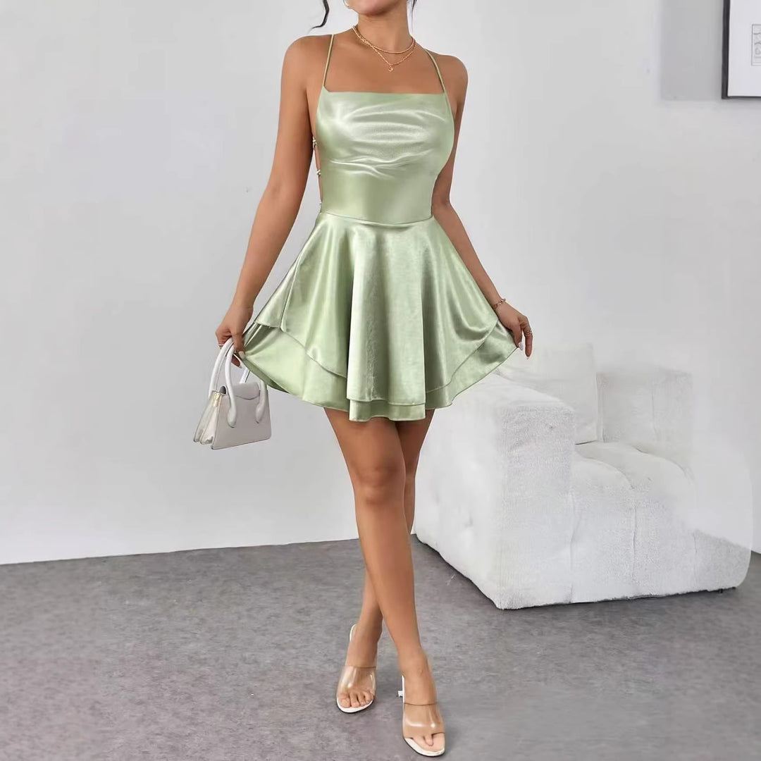 Damen Charmantes Minikleid mit Schichten und Spaghettiträgern Echo Archiv