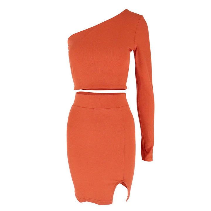 Damen asymmetrisches Crop-Top und figurbetonter Minirock-Set Echo Archiv