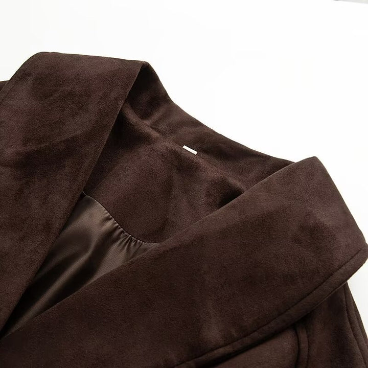 Damen Kurzmantel im Kimono-Style aus Veloursoptik mit weitem Schalkragen und Taillengürtel Echo Archiv