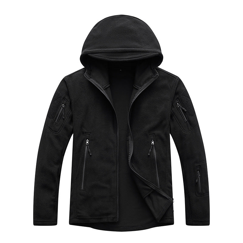 Herren Fleecejacke mit praktischen Reißverschlusstaschen und Kapuze Echoarchiv