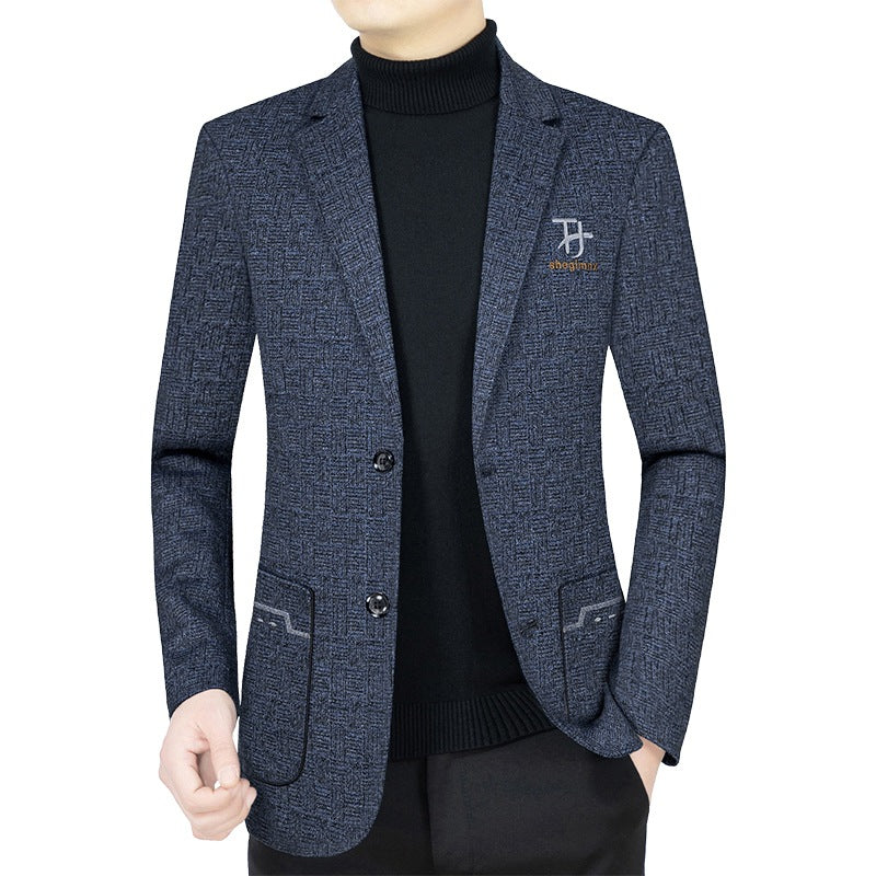 Herren Modernes Einreihiges City-Blazer mit aufgesetzten Taschen und leichter Halbfütterung – Tianoro