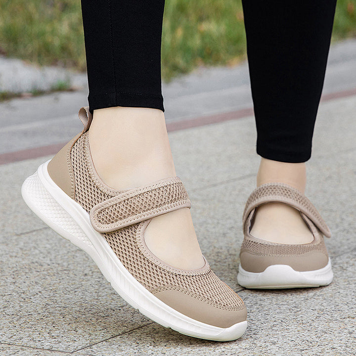 Damen nan Klett-Riemen-Sneaker im Ballerina-Stil mit atmungsaktivem Meshoberteil und flexibler Leichtsohle Echo Archiv