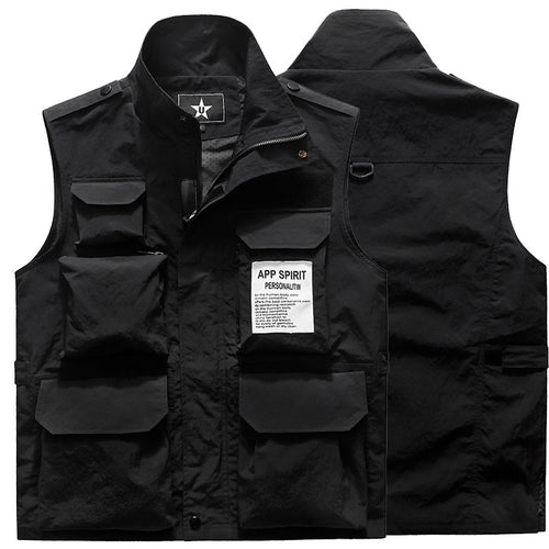 Herren Multifunktionale Mehrfachtaschen-Weste mit Stehkragen – Marzano