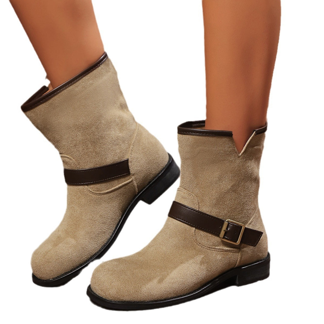 Damen Velours-Ankleboots mit Ziergurt und Schnallenakzent Echo Archiv