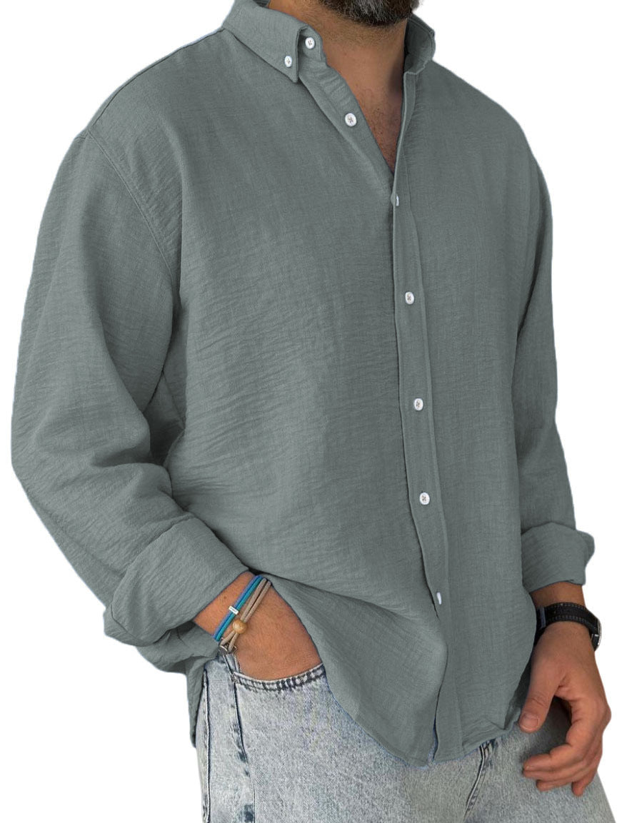 Herren nan leichtes Baumwoll-Leinen-Hemd mit Button-Down-Kragen und entspannter Relaxed-Fit Echo Archiv
