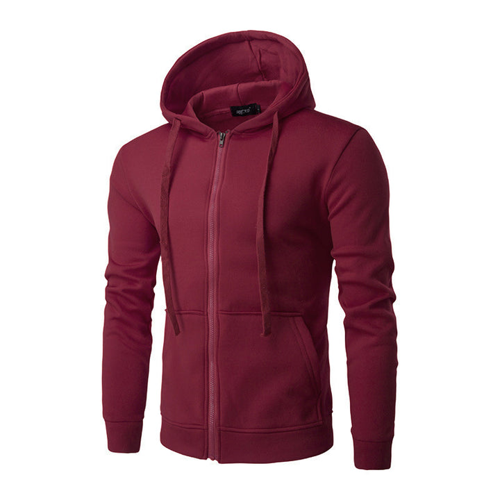 Herren schmal geschnittene Zip-Hoodie Jacke mit weichem Fleece-Innenfutter und Kängurutaschen – Cavarno