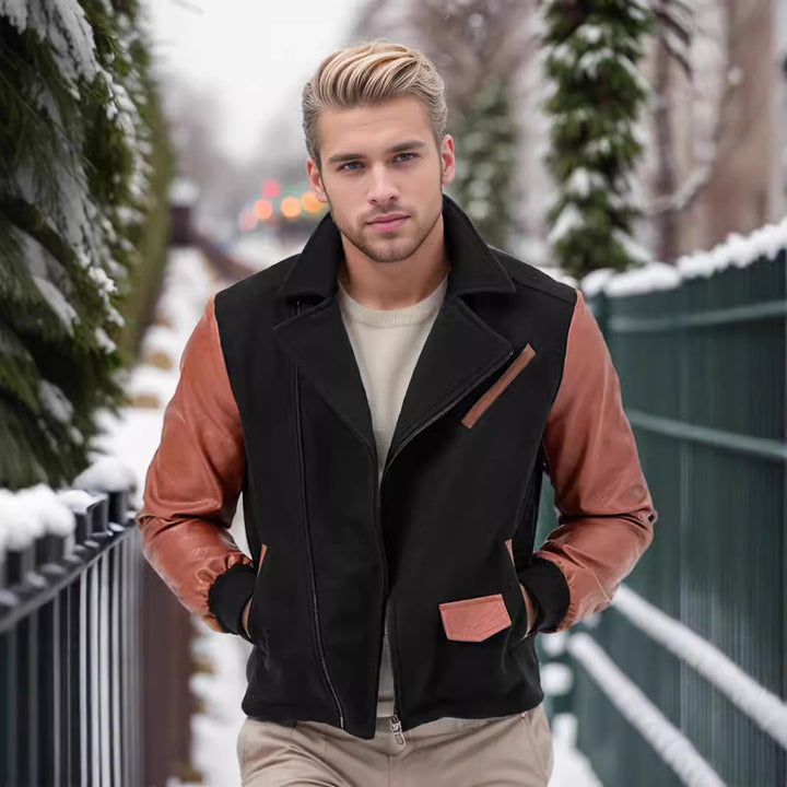 Herren lässige Designerjacke mit kontrastierenden Ärmeln und praktischen Taschen Echoarchiv