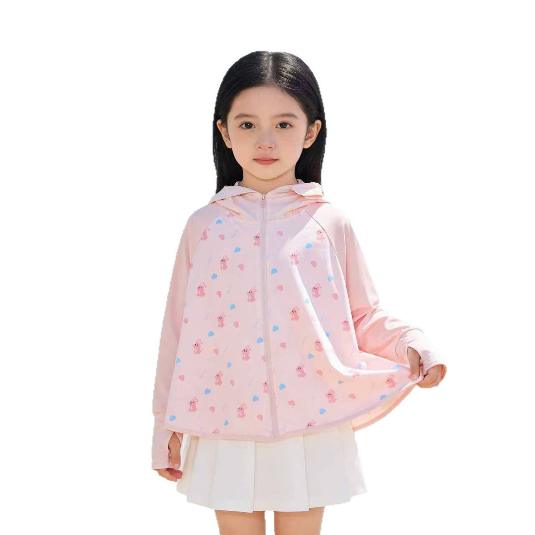 Unisex nan UV-Schutz Kapuzen-Cape für Kinder mit asymmetrischem A-Linien-Schnitt und Hasenprint  Echo Archiv