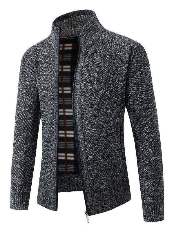 Herren modische Strickjacke mit innovativer Struktur und warmem Futter Echoarchiv