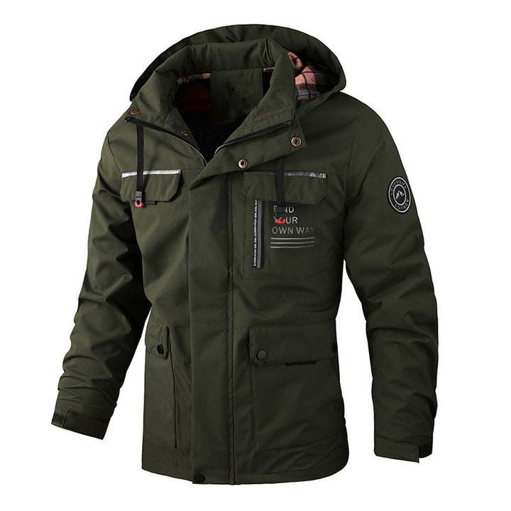 Herren wasserabweisender Utility‑Parka mit Kapuze, Mehrfach‑Taschen und Windschutz Echoarchiv