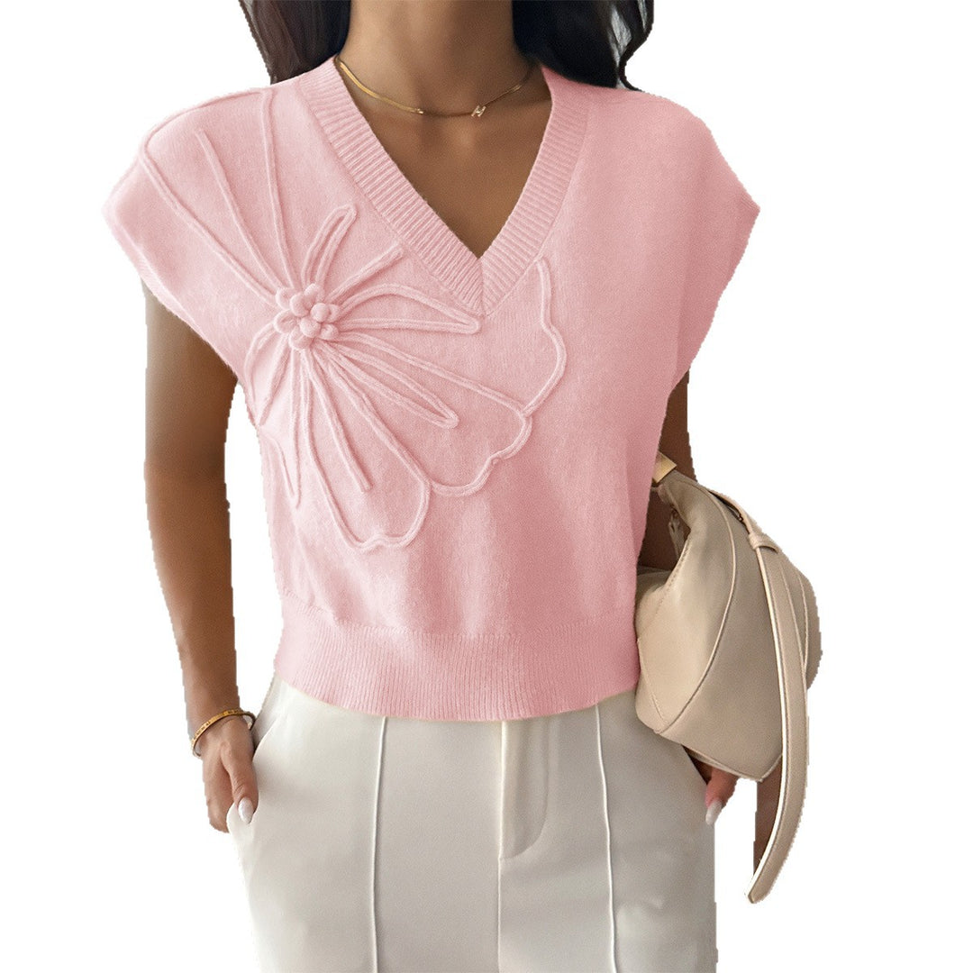 Damen V-Ausschnitt Strickoberteil mit floralem Relieffinish Echo Archiv