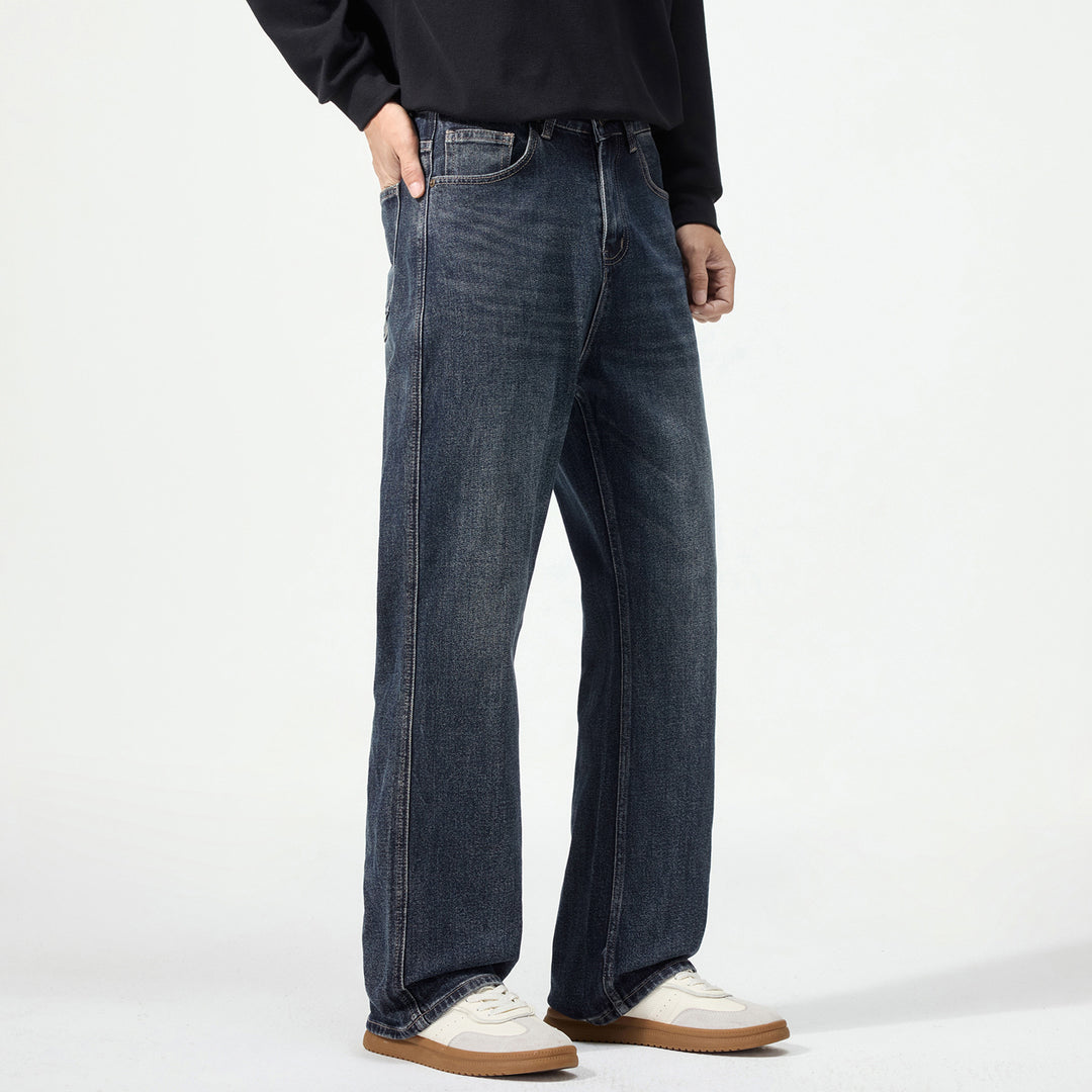 Herren Weitgeschnittene Denimjeans mit mittlerer Leibhöhe und Used-Optik Echoarchiv